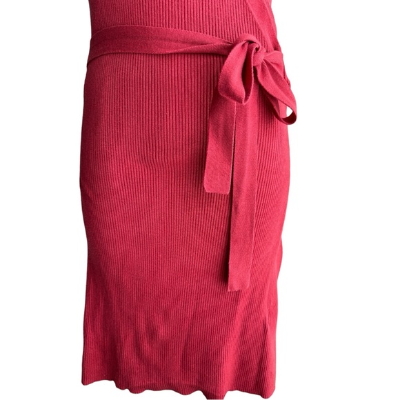 Express Sleeveless Rib Knit Dress Midi Medium Dark Coral Red Orange - Picture 4 of 11